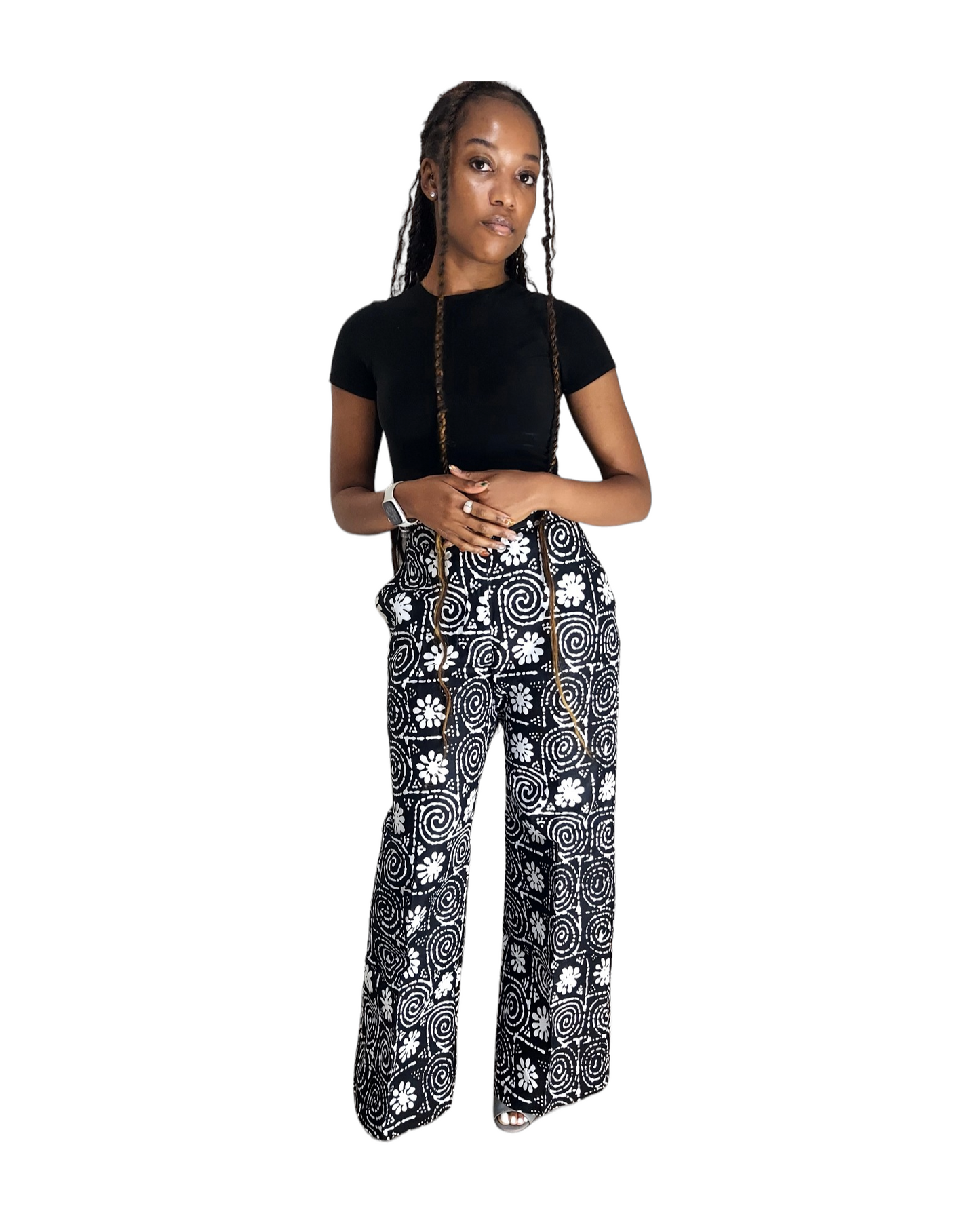 Dara Black & White Monochrome Palazzo Trousers