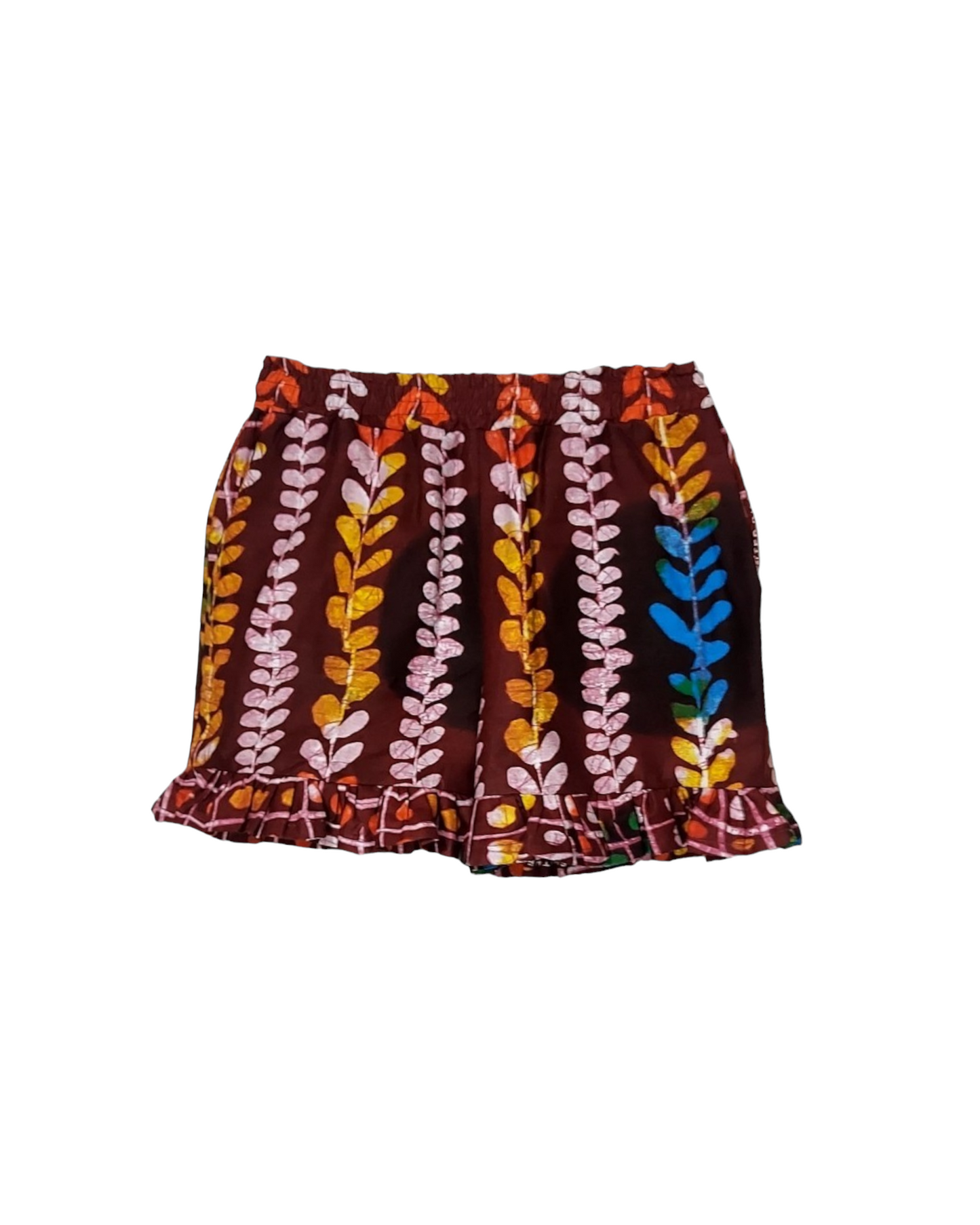 Kids Burgundy Pattern Shorts with Frills