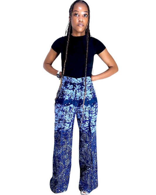 Tiwi Palazzo Pants Blue Cotton Pants